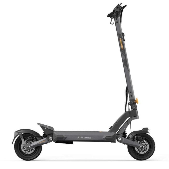 Ausom L2 Max Dual Motor electric scooter — right side profile with 10-inch tubeless tires