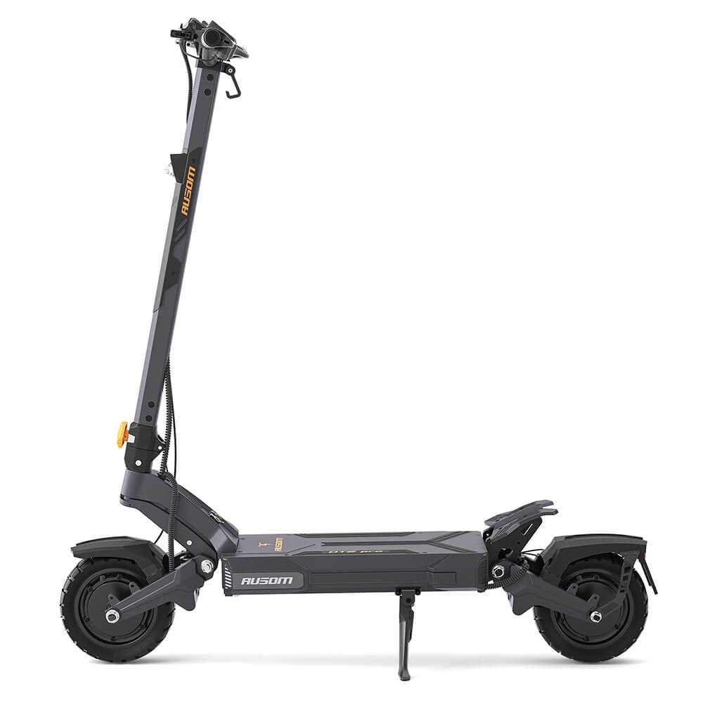 Ausom DT2 Pro electric scooter — side profile with dual suspension and off-road tires