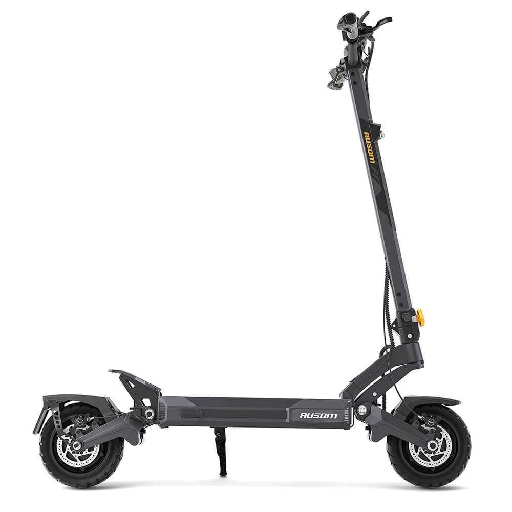 Ausom DT2 Pro electric scooter — right side profile showing stem and folding latch