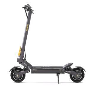 Ausom F1 Max electric scooter — side profile with 10-inch fat tires and swingarm suspension