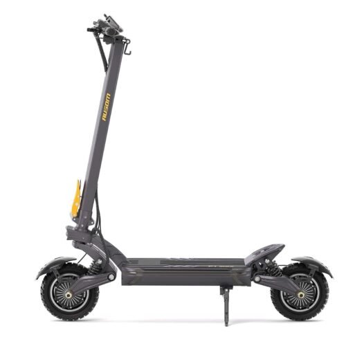 Ausom F1 Max electric scooter — side profile with 10-inch fat tires and swingarm suspension