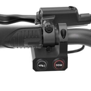Ausom F1 Max handlebar controls — horn button and DDM dual-motor switch