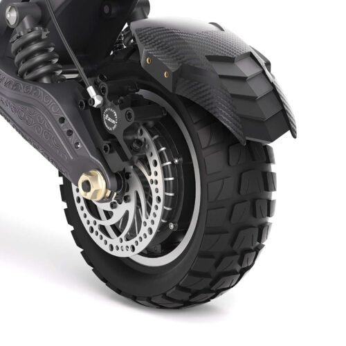 Rear fat tire, hub motor, and disc brake of the Ausom F1 Max