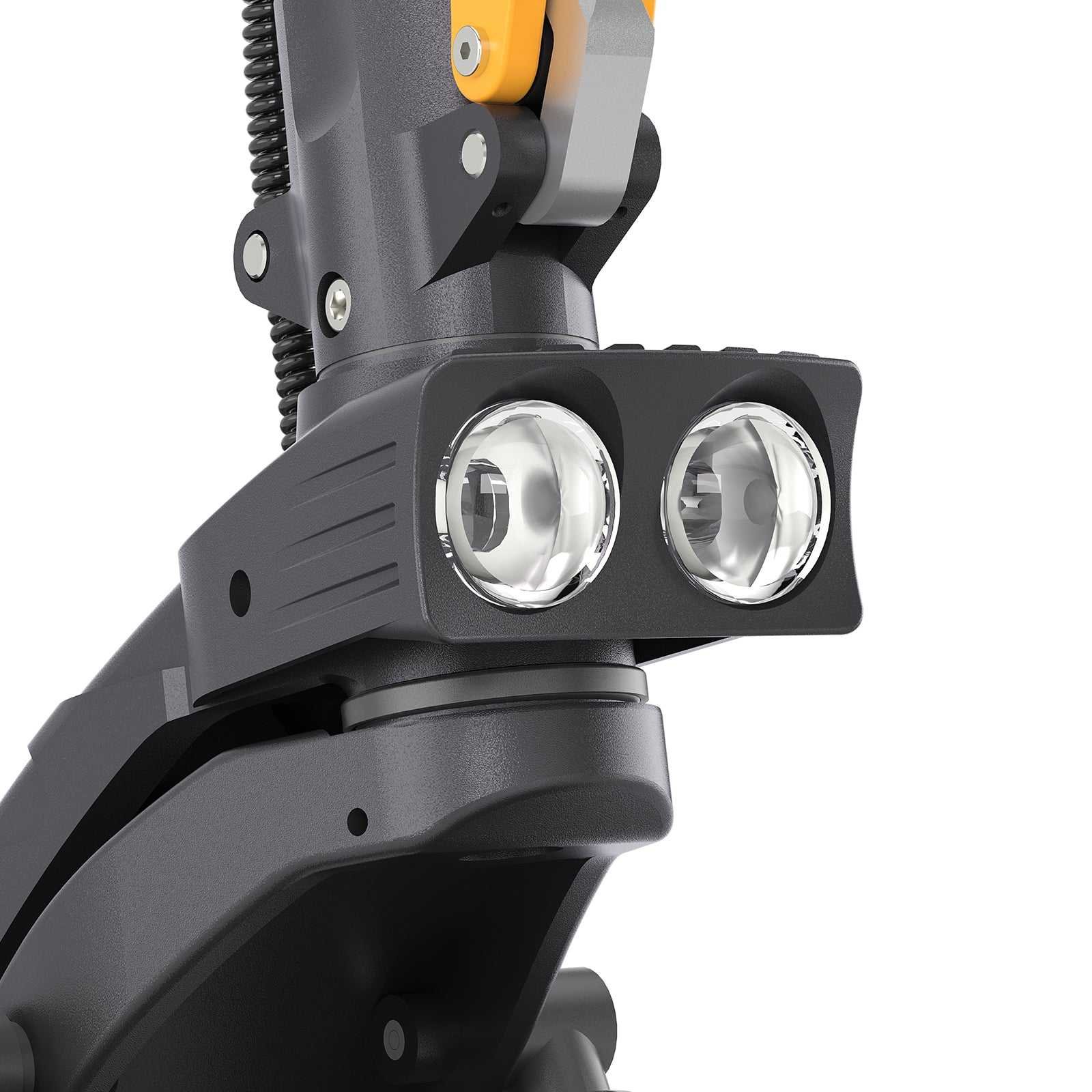 Twin-lens LED headlight on the Ausom F1 Max stem