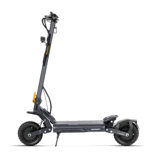 Ausom Gosoul 2 Pro dual motor electric scooter — right side profile with all-terrain tires and swingarm suspension