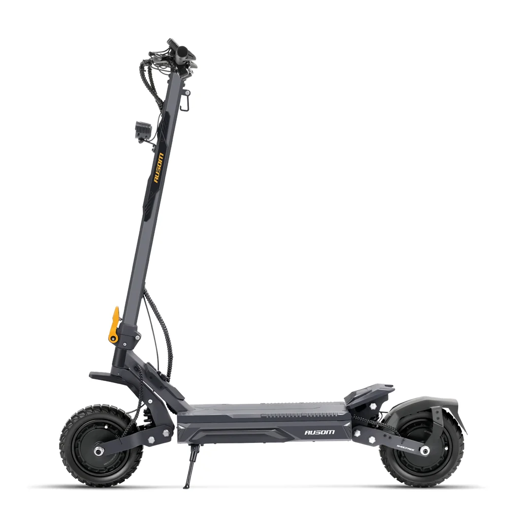 Ausom Gosoul 2 Pro dual motor electric scooter — right side profile with all-terrain tires and swingarm suspension