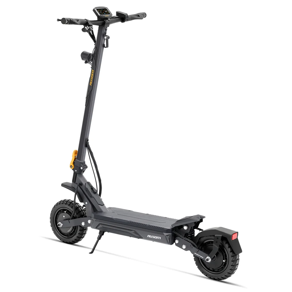 Ausom Gosoul 2 Pro electric scooter — rear angle showing wide deck, rear suspension, and fender