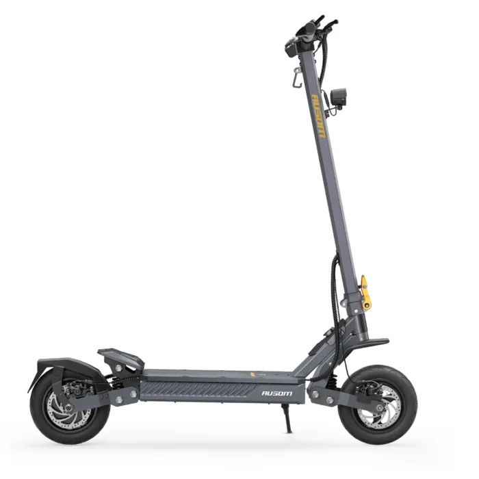 Ausom Gosoul 2 electric scooter — right side profile showing swingarm suspension and disc brakes