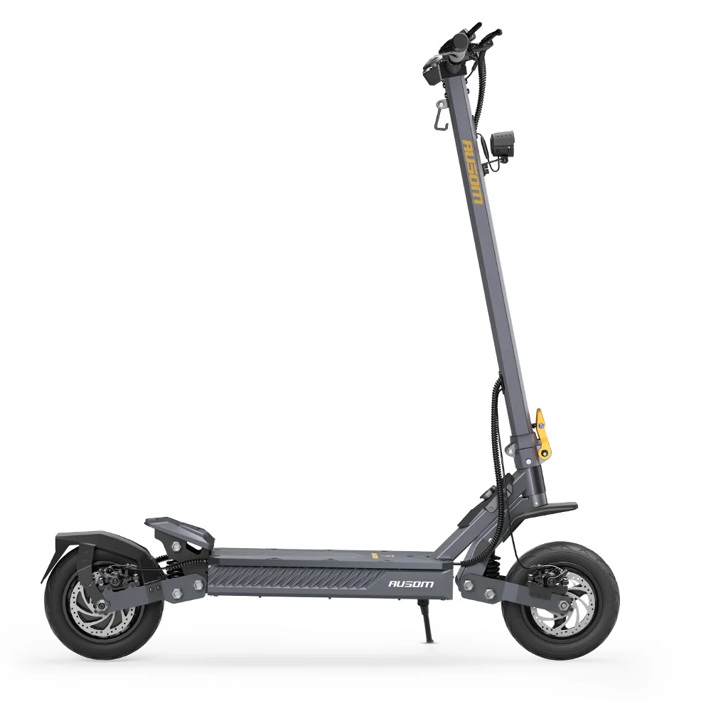 Ausom Gosoul 2 electric scooter — right side profile showing swingarm suspension and disc brakes