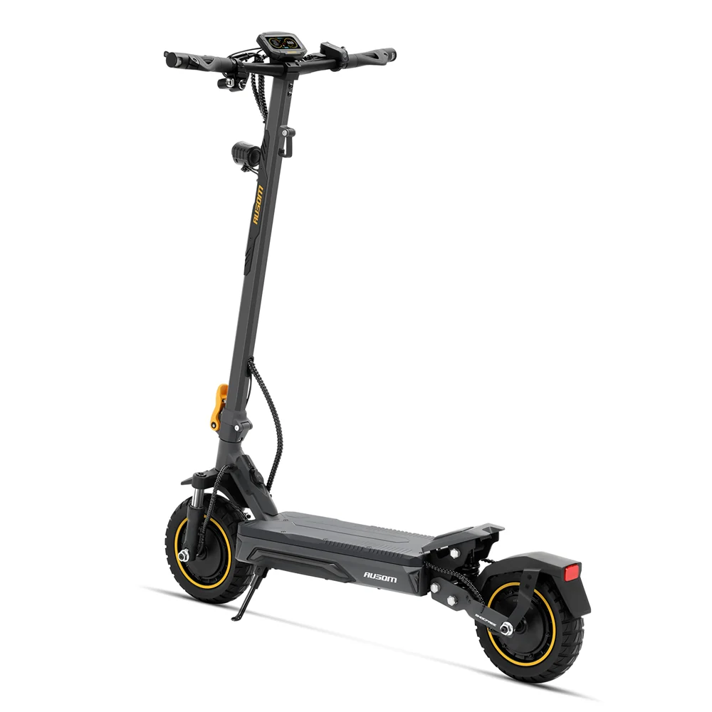Ausom K20 Pro electric scooter — rear three-quarter view with LCD display and rear suspension