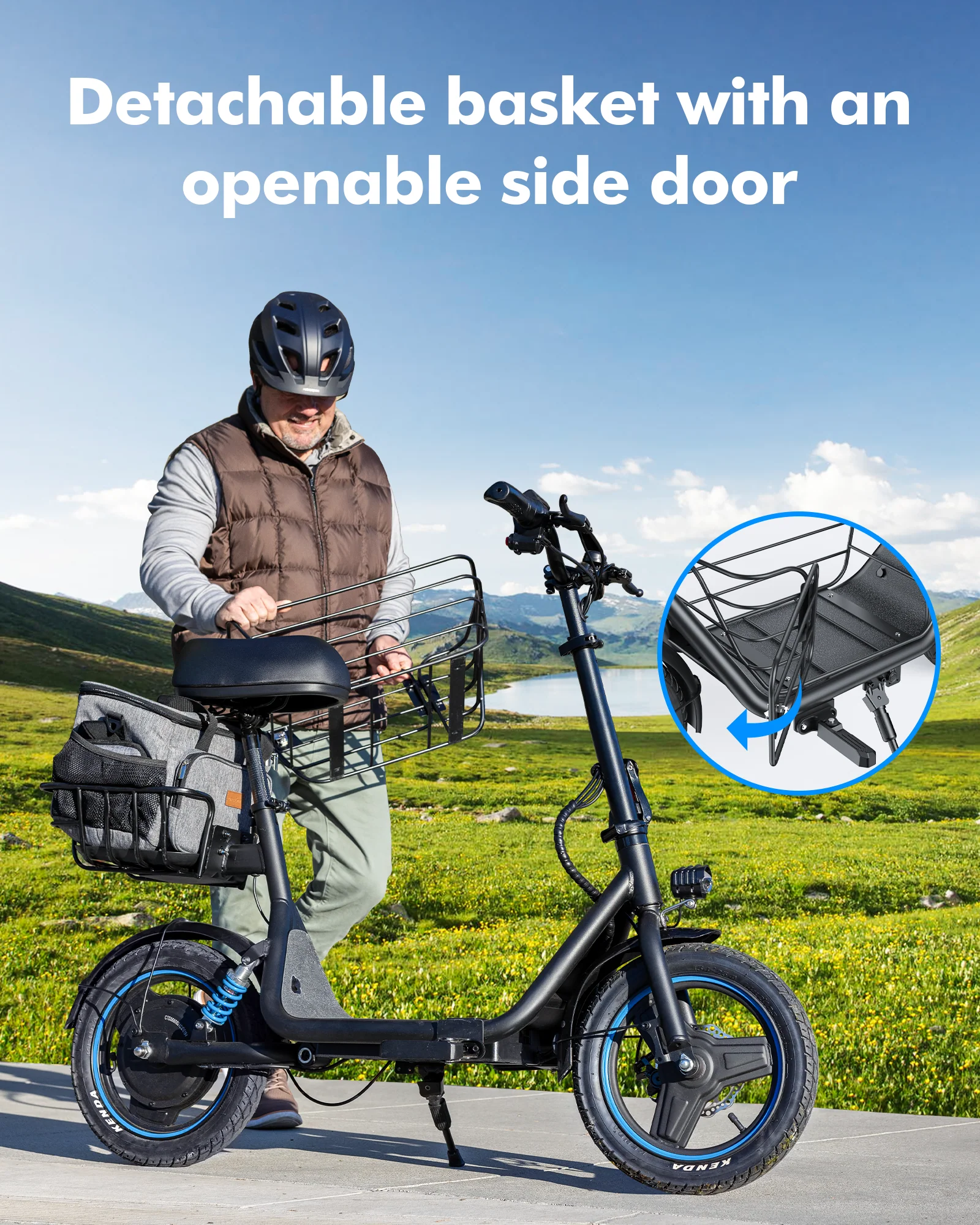 Gyroor C1 Plus Electric Scooter with Large Basket - Image 7