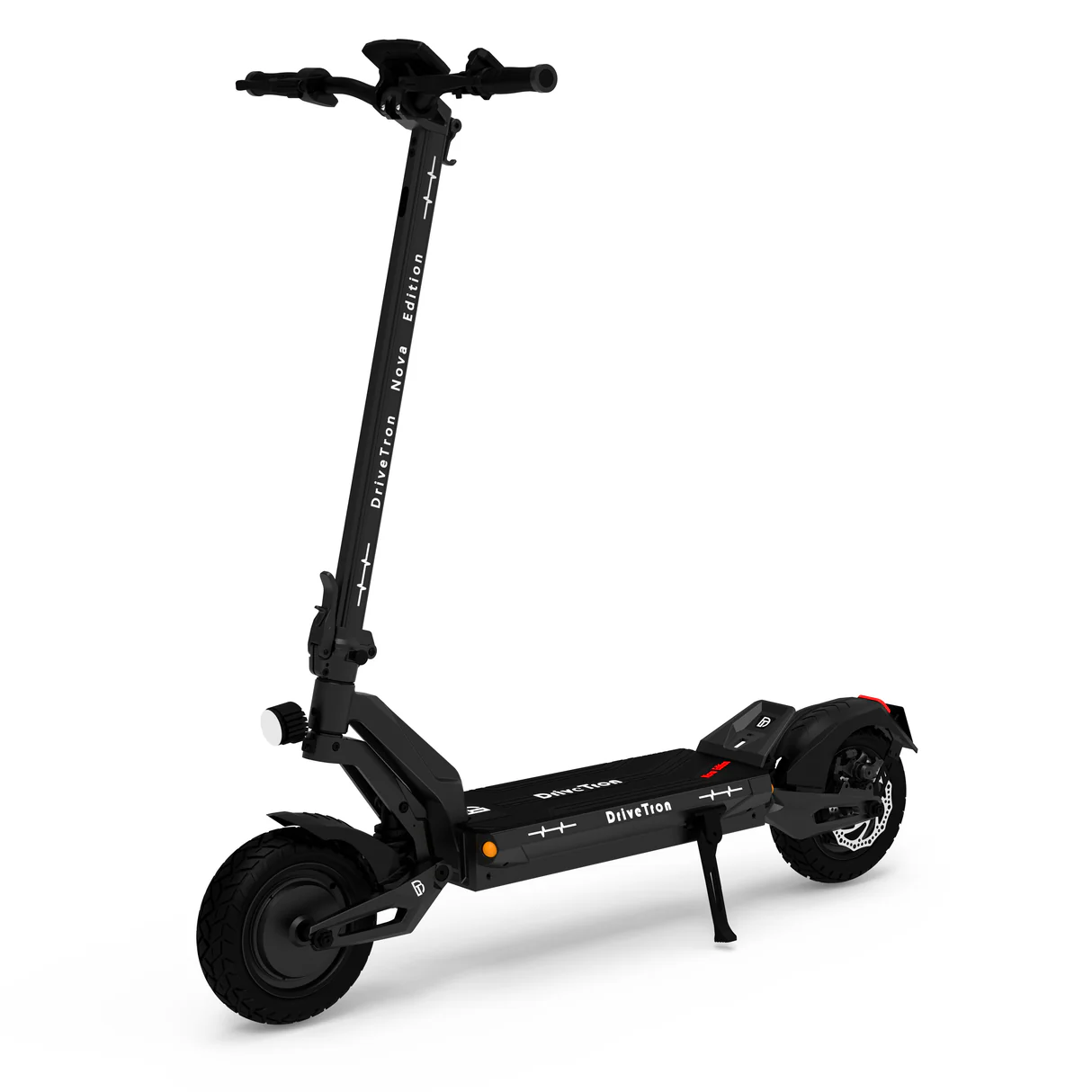 DriveTron Nova electric scooter in black, front three-quarter view