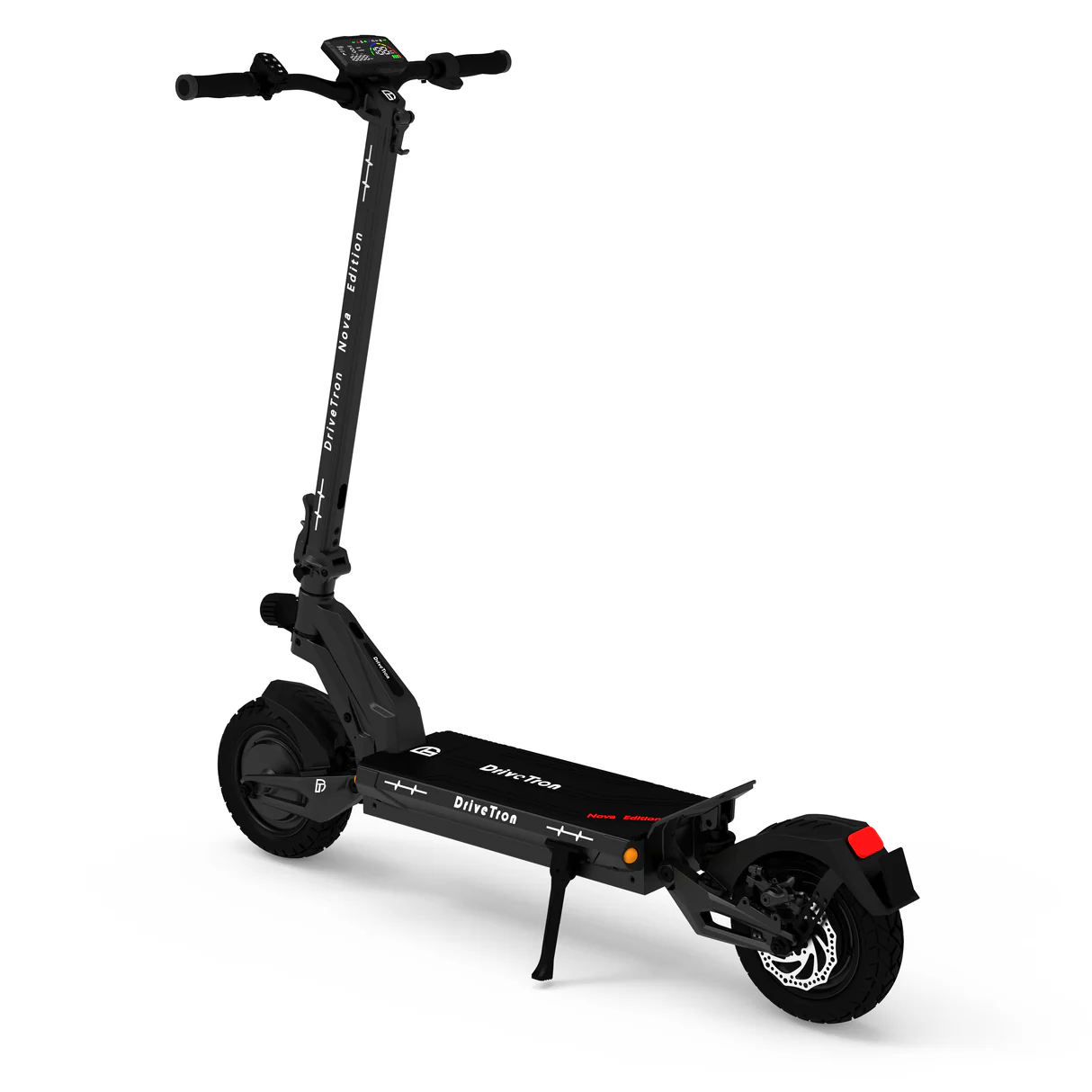 DriveTron Nova electric scooter in black, rear three-quarter view