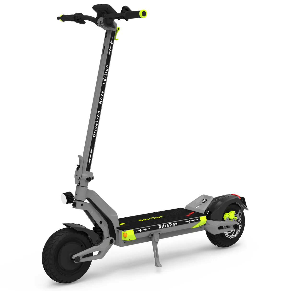 DriveTron Nova electric scooter in grey, rear three-quarter view