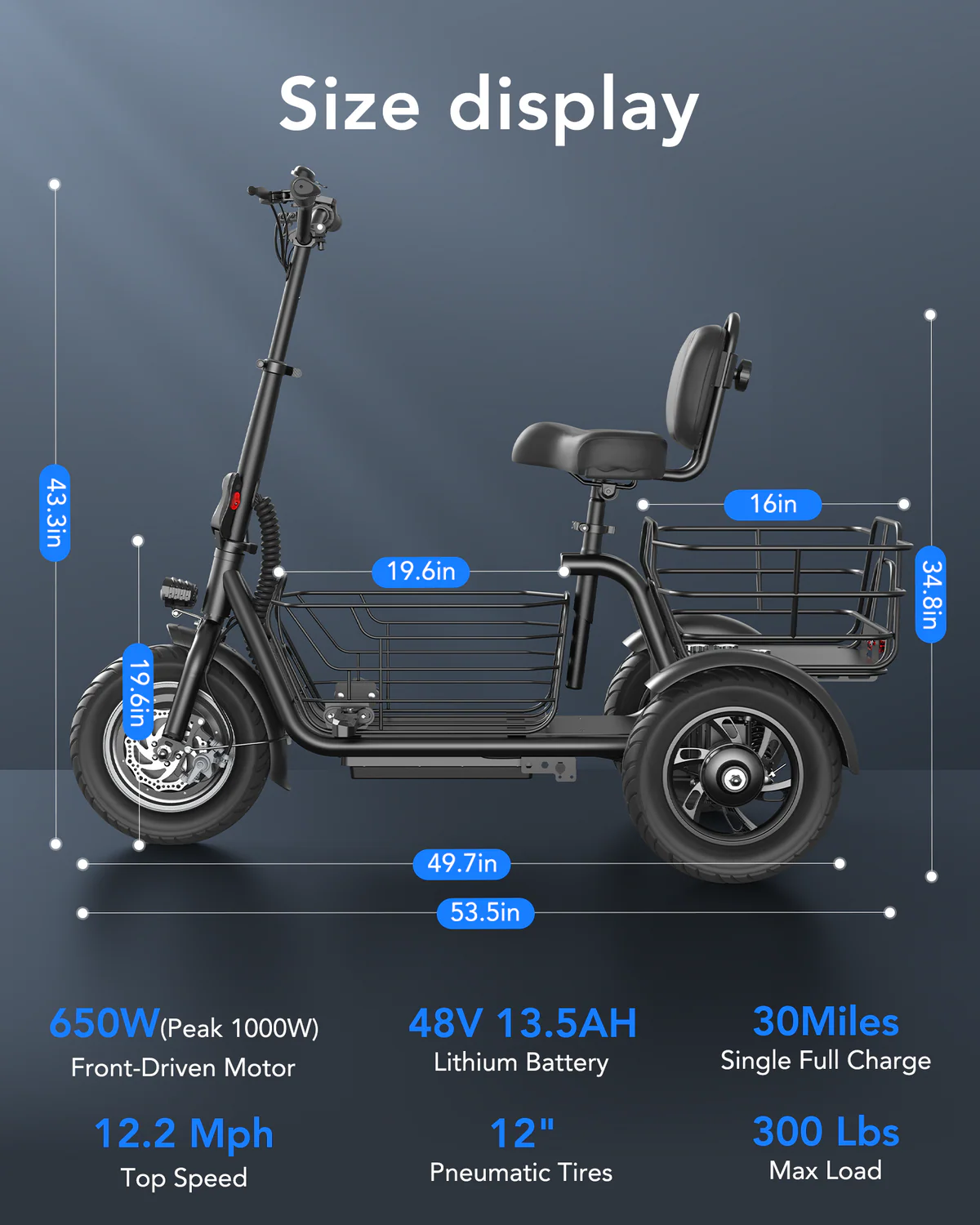 Gyroor C5 Electric Trike - Image 3