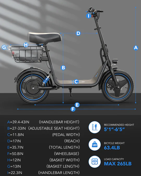 Gyroor C1 Plus Electric Scooter with Large Basket - Image 2