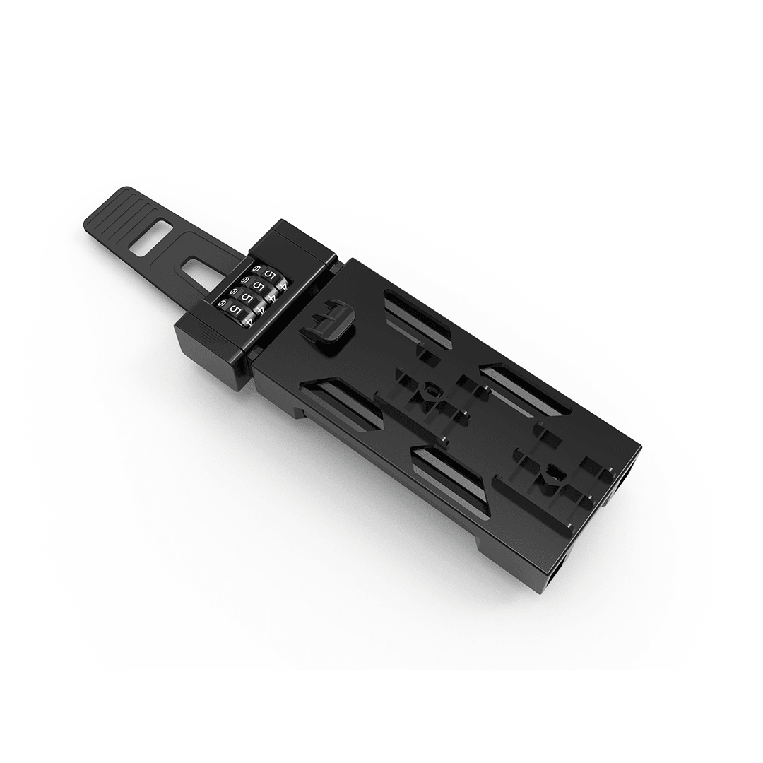 AOTOS electric bike lock in black with a four-wheel combination dial and strap