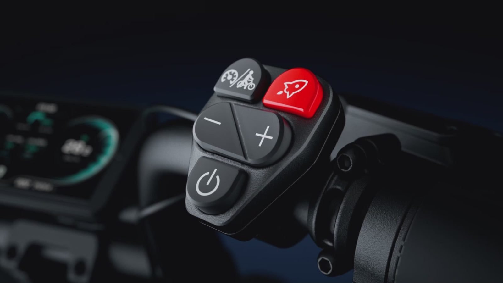 Boost button on the AOTOS FLUX X26 electric bike handlebar