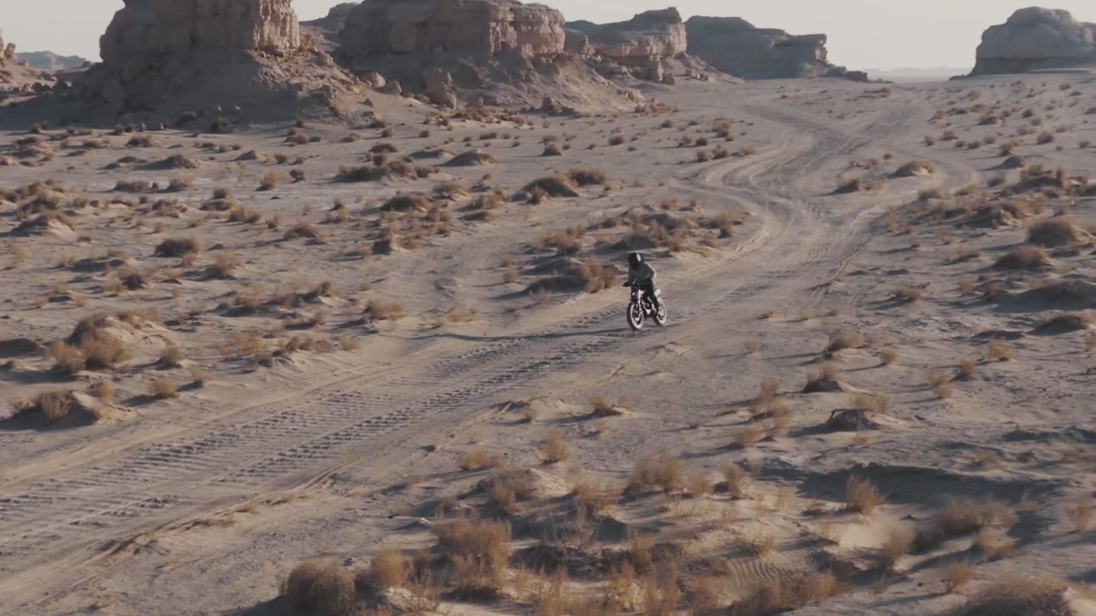 FLUX X26 fat tire electric bike ridden across open desert