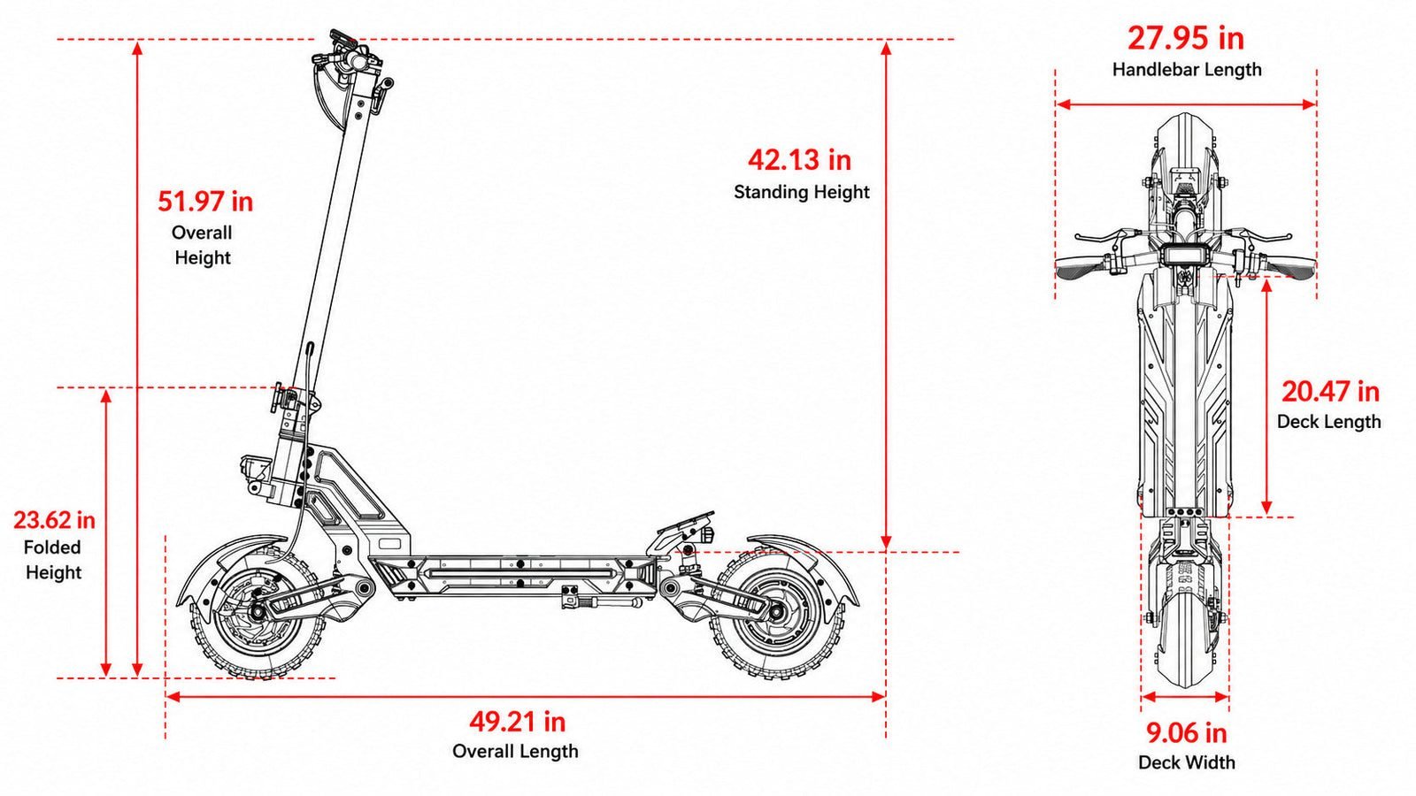 ASAP 10 V2 electric scooter size drawing