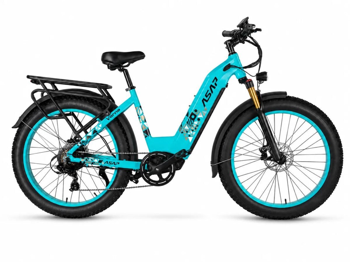 ASAP Varna electric bike in cyan, side view