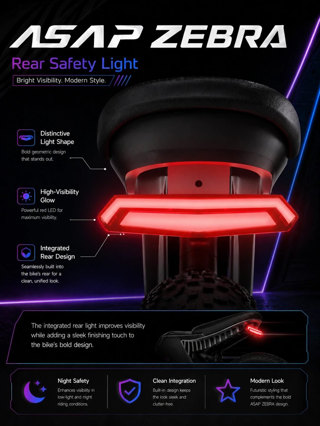 Red LED taillight under the seat