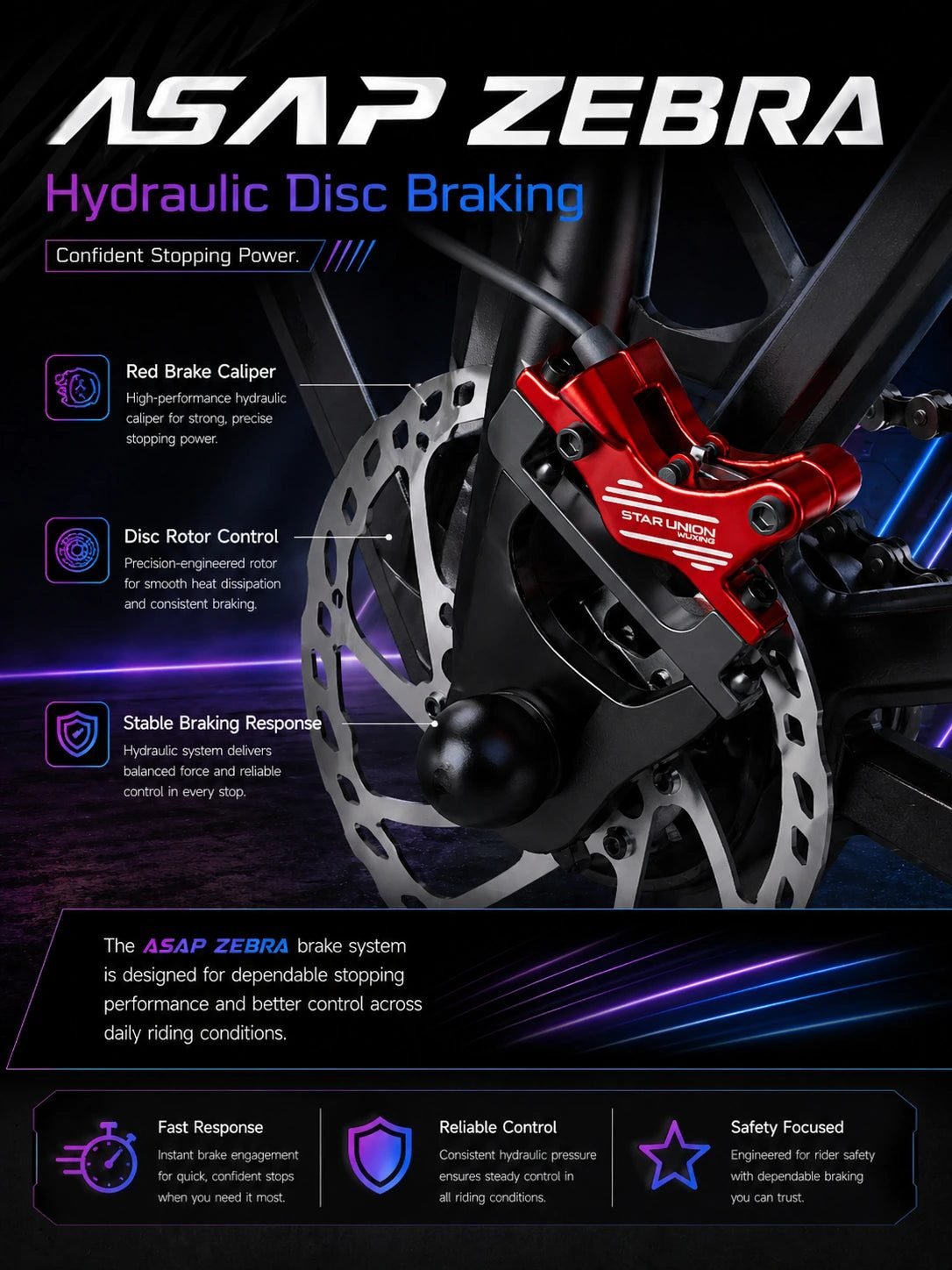 ASAP Zebra electric bike hydraulic disc brake