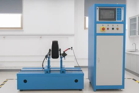 Motor balancing machine in the test lab