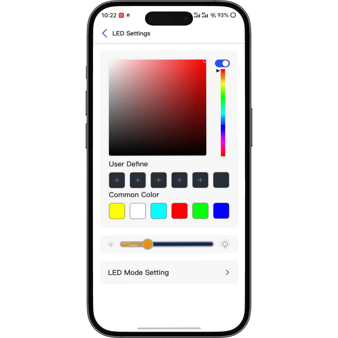 Lumina lighting settings in the app