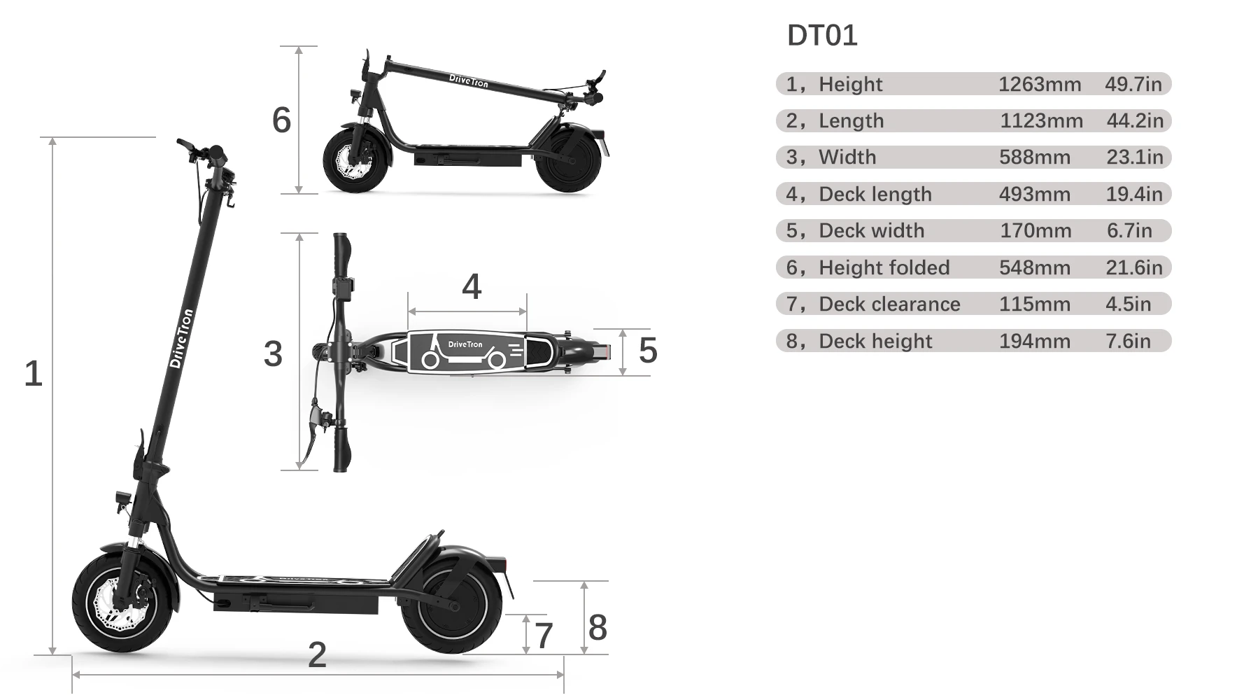 DriveTron DT01 dimensions drawing