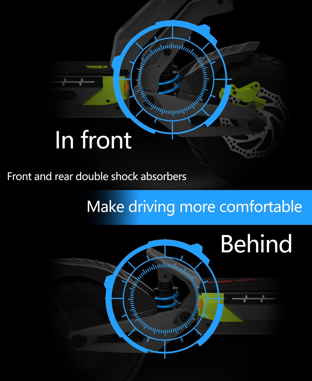 DriveTron Nova front and rear C-type spring shock absorbers