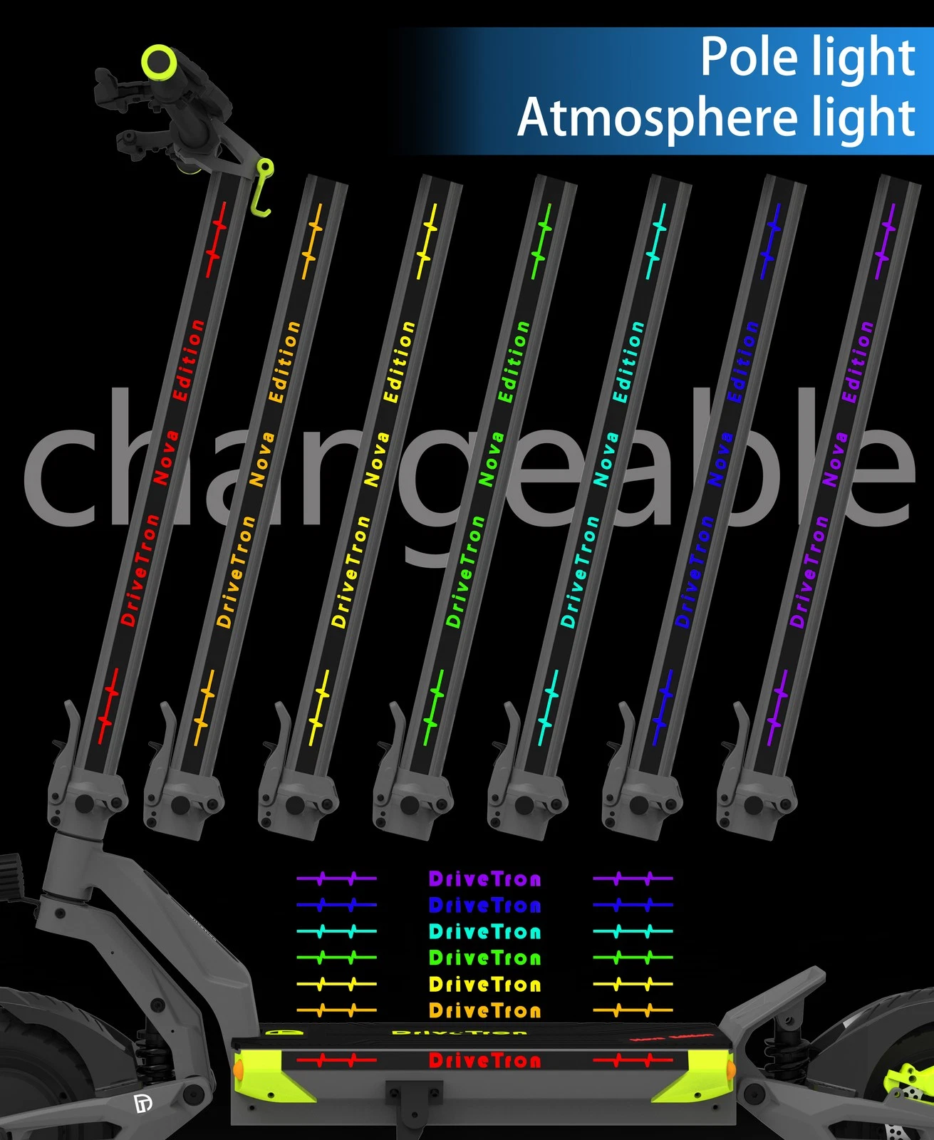 DriveTron Nova changeable pole light and atmosphere light colors
