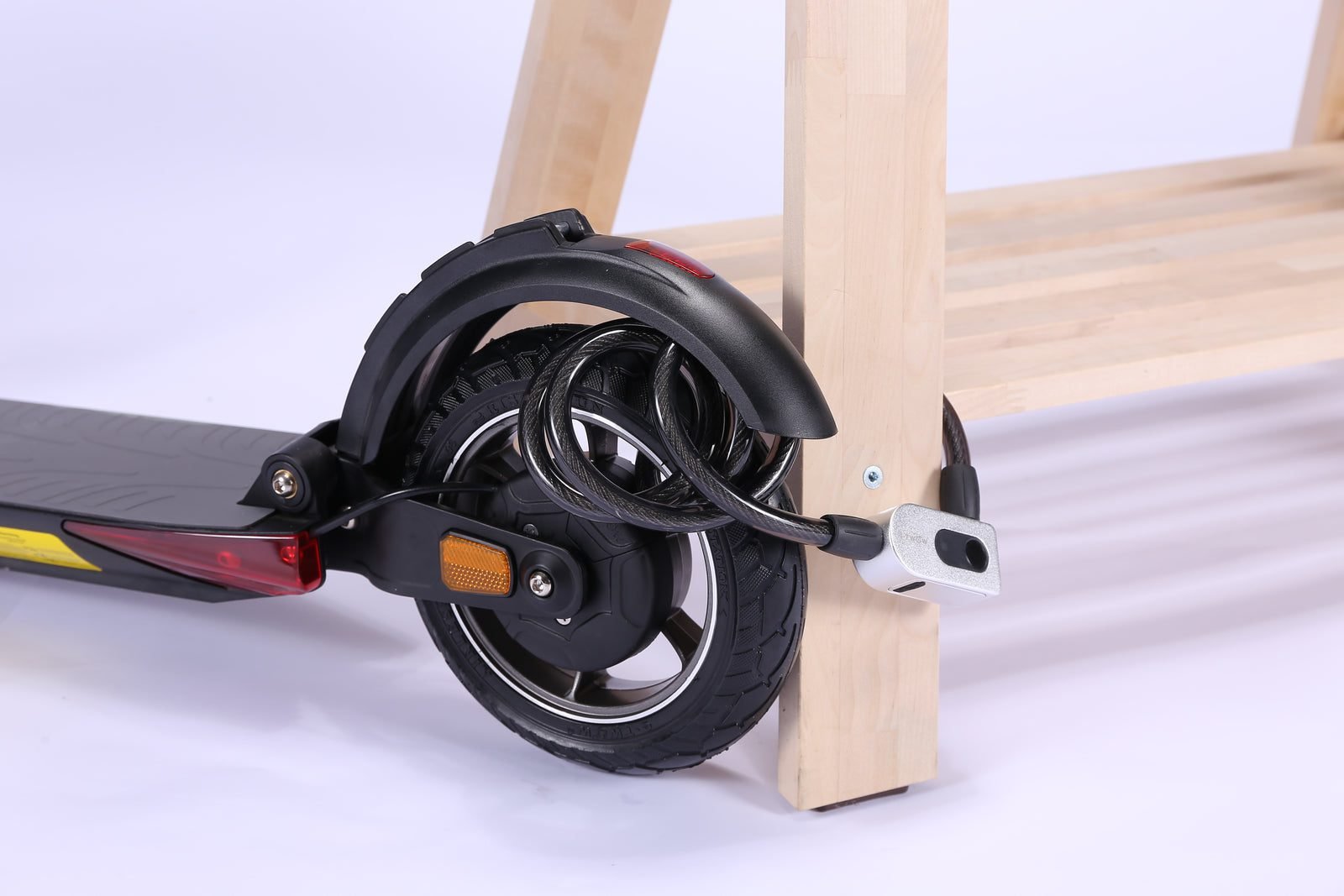Fingerprint lock around an electric scooter wheel