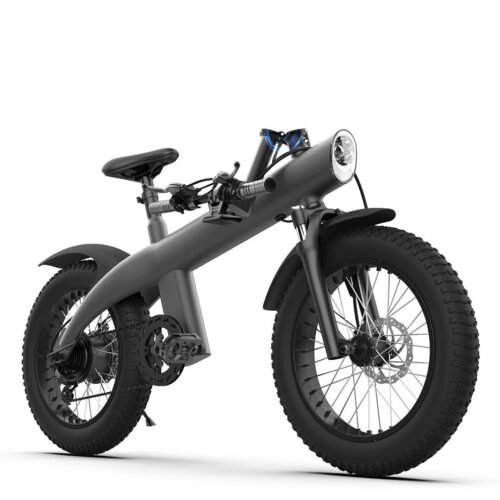 Speedway Riders Q3 750W fat tire electric bike, side profile with integrated headlight and 20x4.0 tires