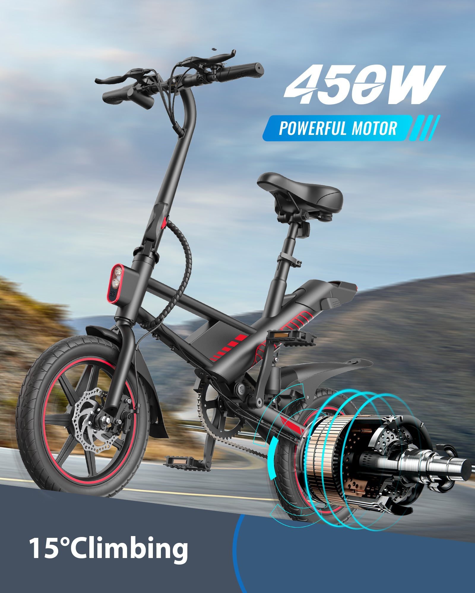 Gyroor C33 electric bike 450W hub motor