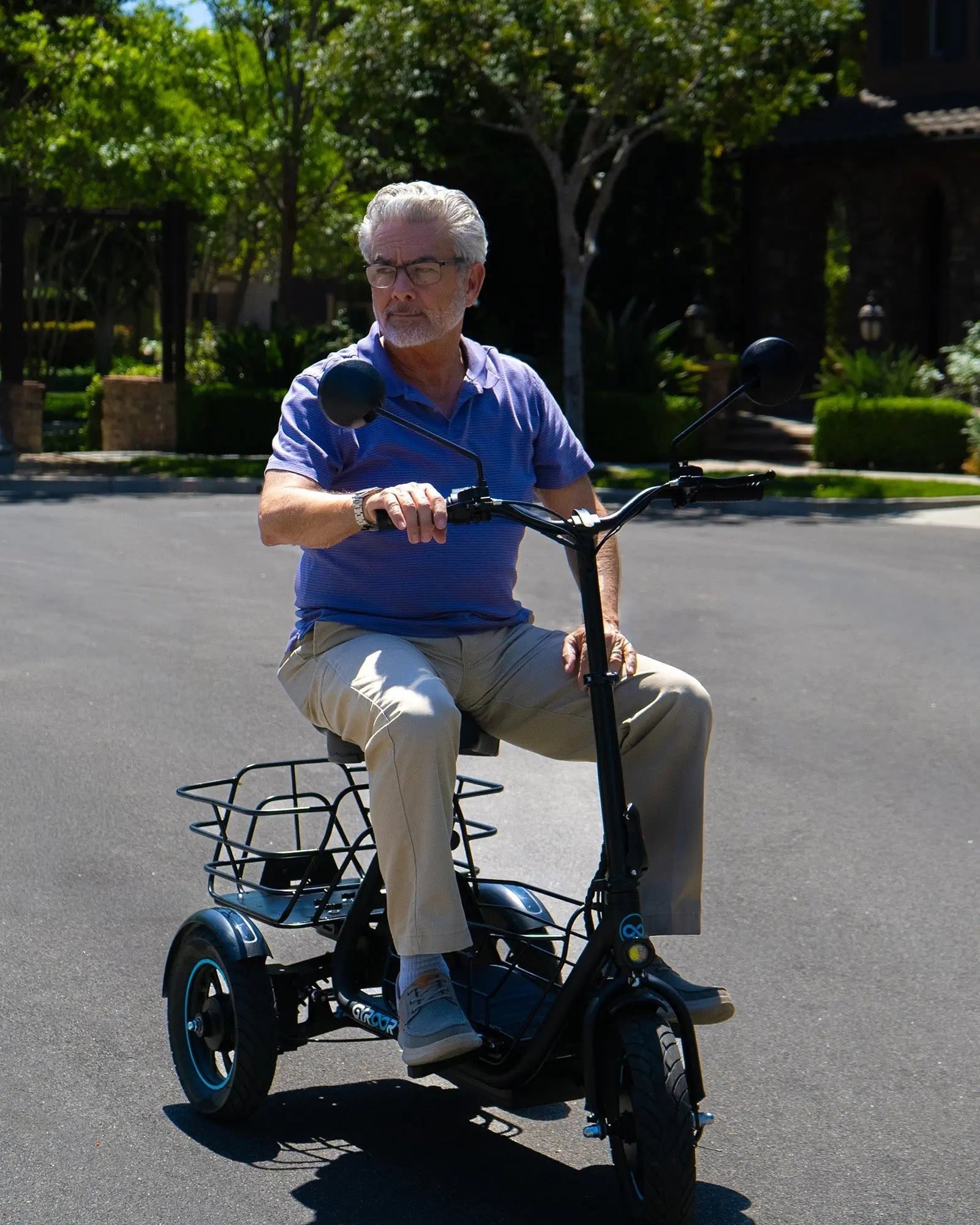 Gyroor C5 Electric Trike with Seat and Two Baskets