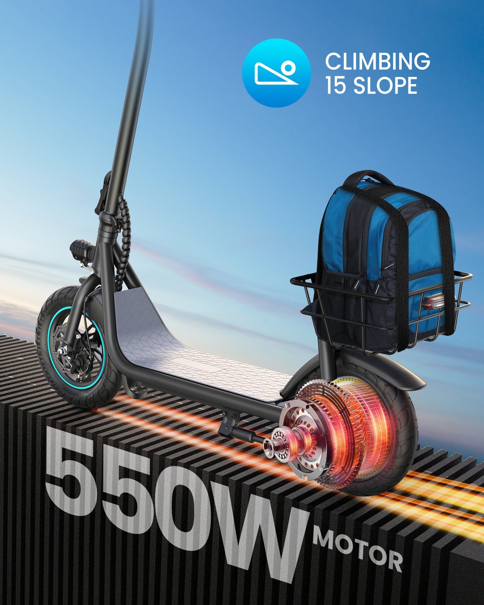 Gyroor X2 scooter 550W rear hub motor