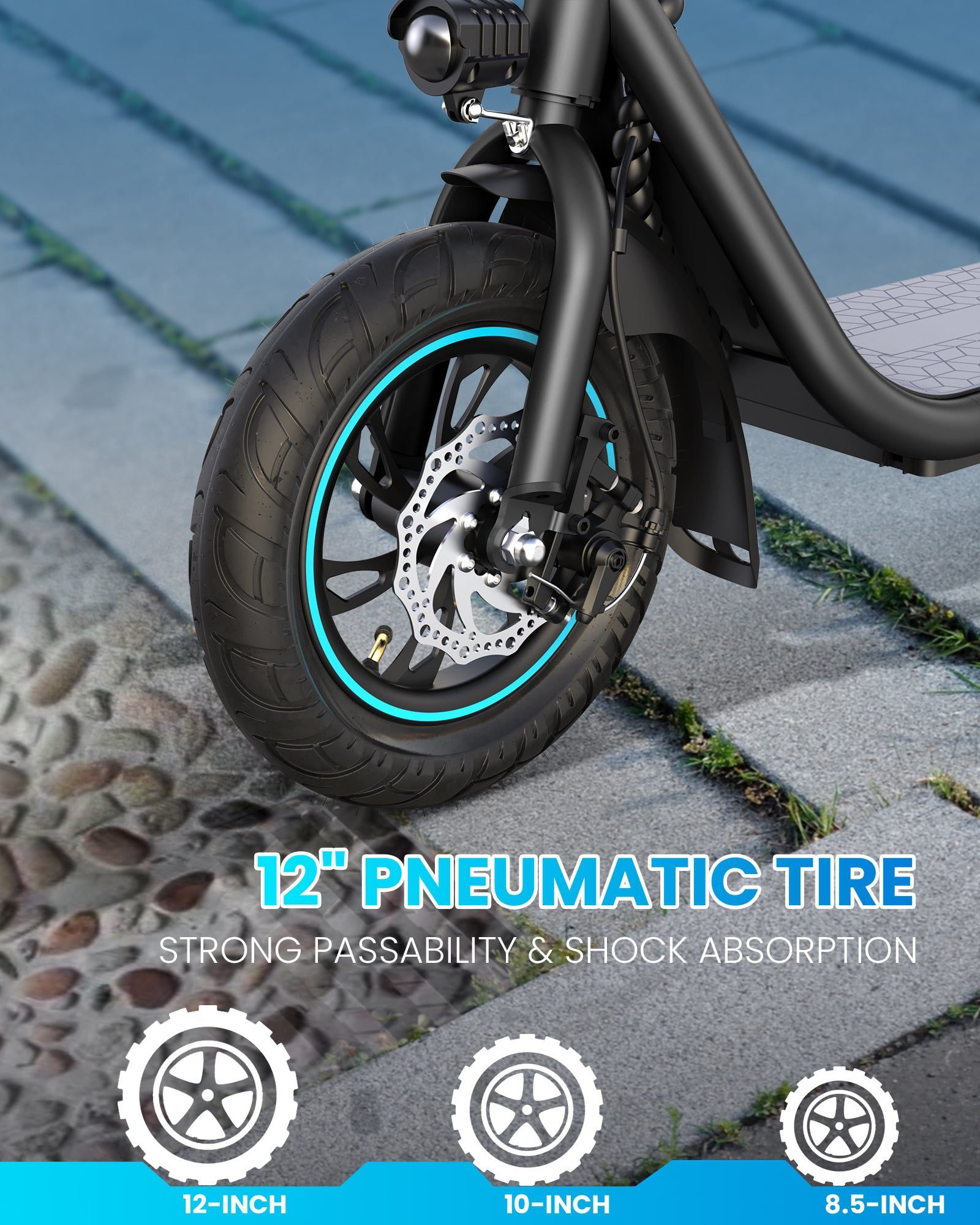 12-inch air-filled tire and disc brake