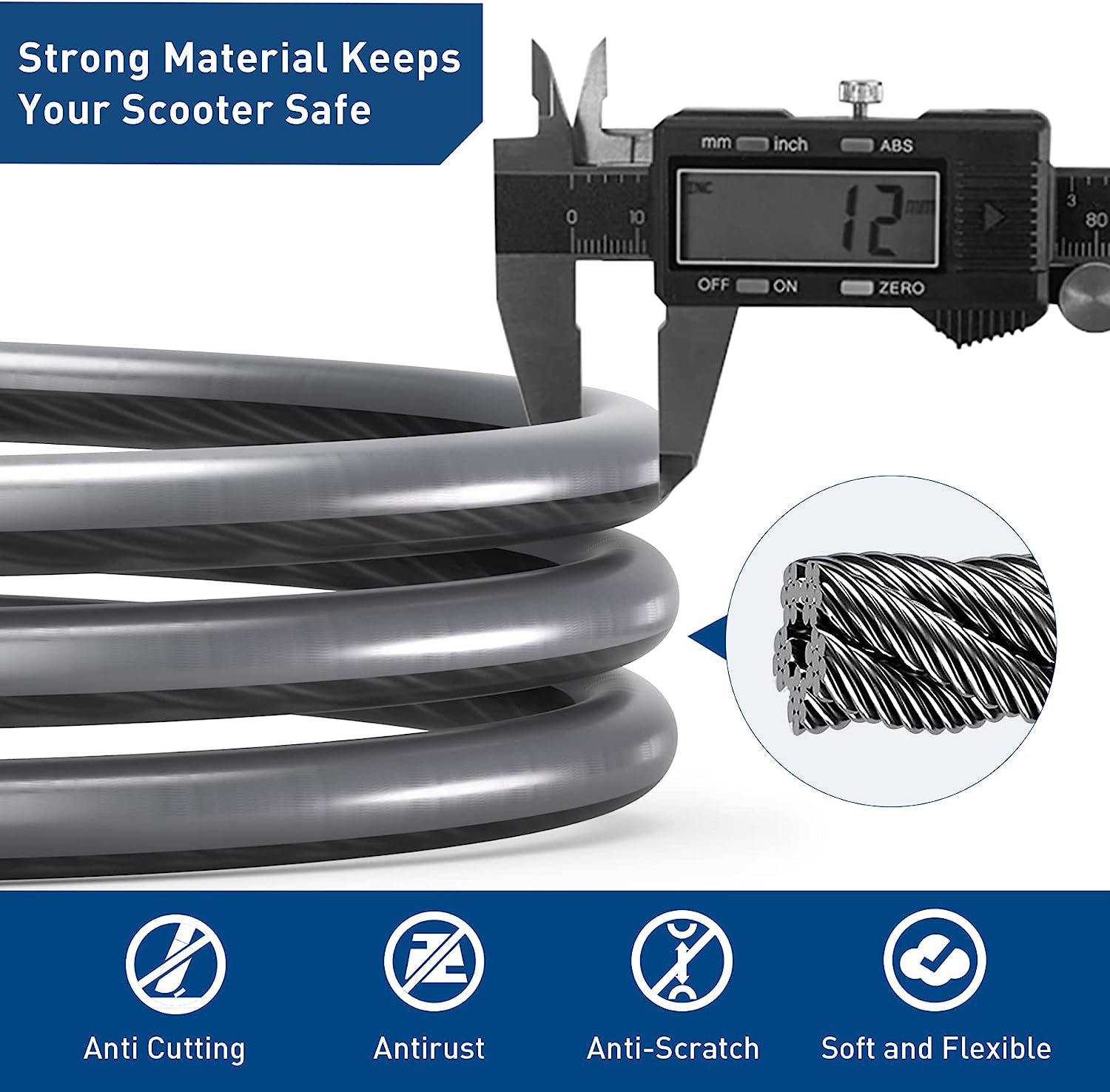 Hiboy 3.2 ft Combination Cable Lock, photo 7