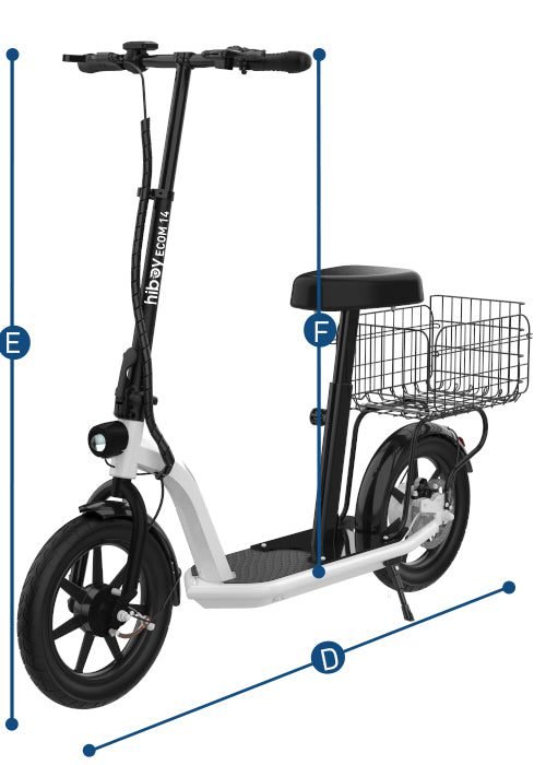 Hiboy ECOM 14 Big Wheel Electric Scooter dimensions diagram 2