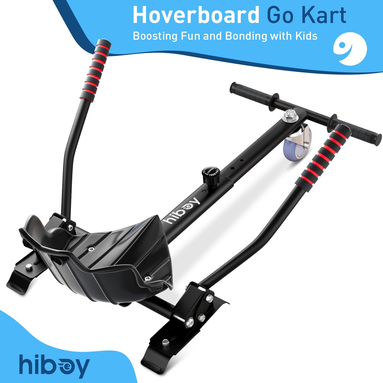 Hiboy HC-01 Hoverboard Seat Attachment metal frame and ergonomic seat, side view