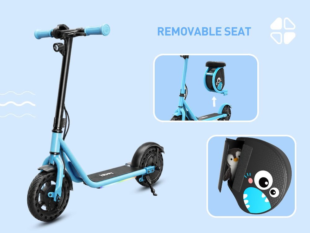 Hiboy Joy Haul Electric Scooter for Kids Ages 5-8: Removable Comfy Seat & Chompy Pompy Bag