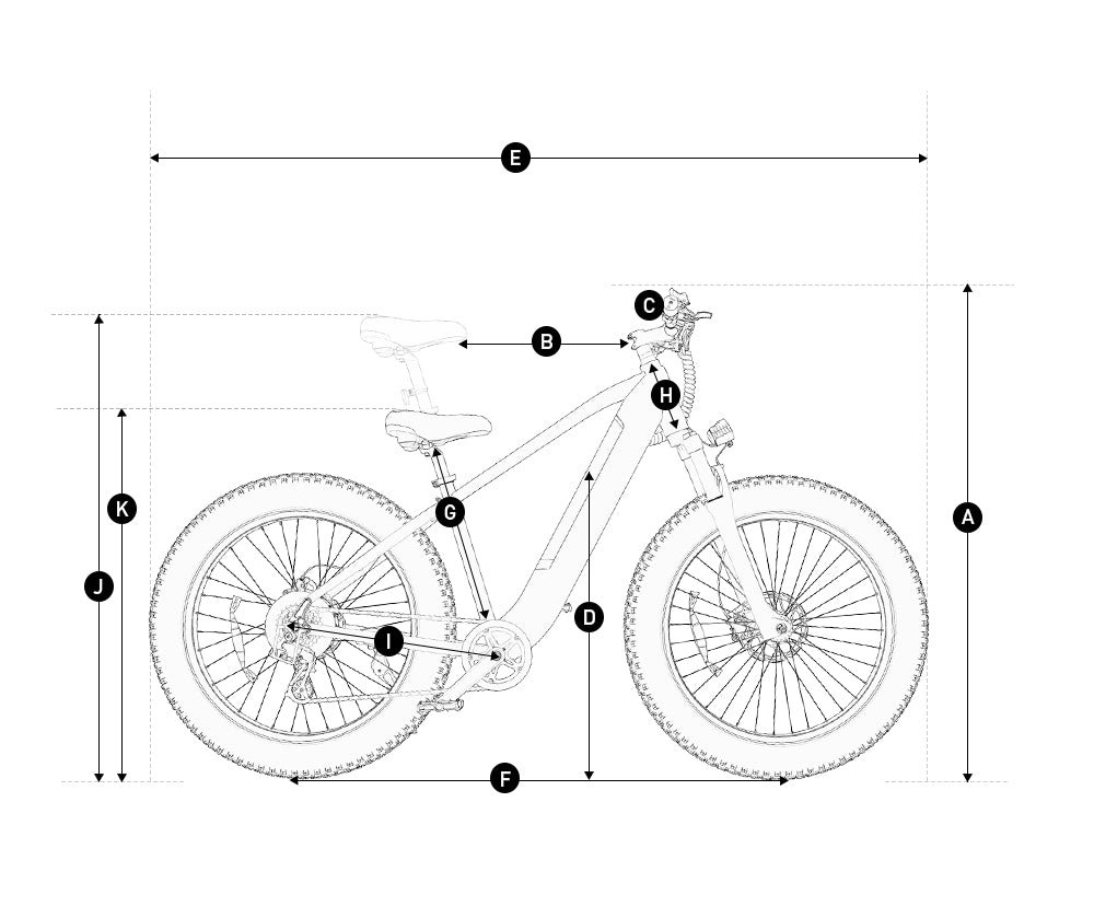 Hiboy P6 Fat Tire Electric Bike dimensions diagram 1