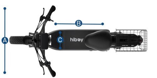 Hiboy U2 Pro Electric Scooter with 16" Fat Tires dimensions diagram 1