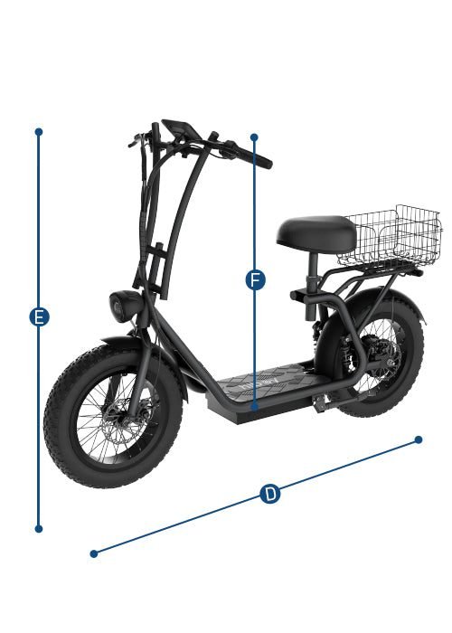 Hiboy U2 Pro Electric Scooter with 16" Fat Tires dimensions diagram 2
