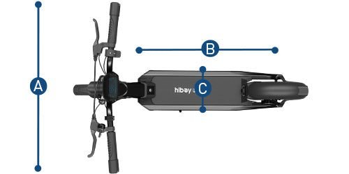 Hiboy X300 Big-Wheel Electric Scooter dimensions diagram 1
