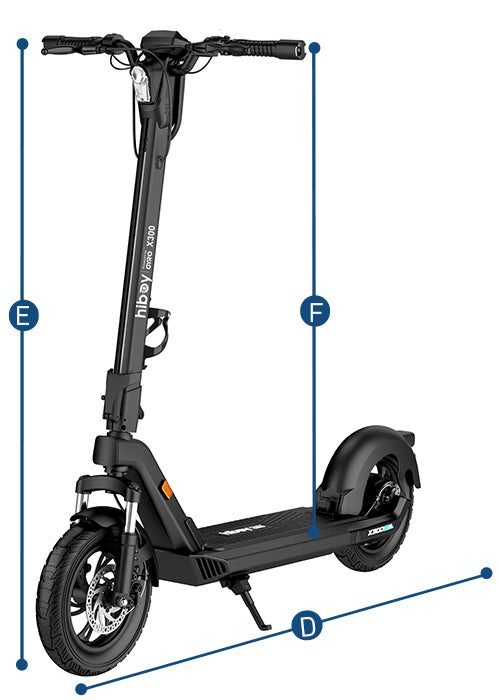 Hiboy X300 Big-Wheel Electric Scooter dimensions diagram 2