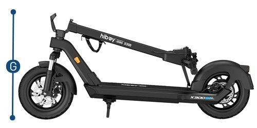 Hiboy X300 Big-Wheel Electric Scooter dimensions diagram 3
