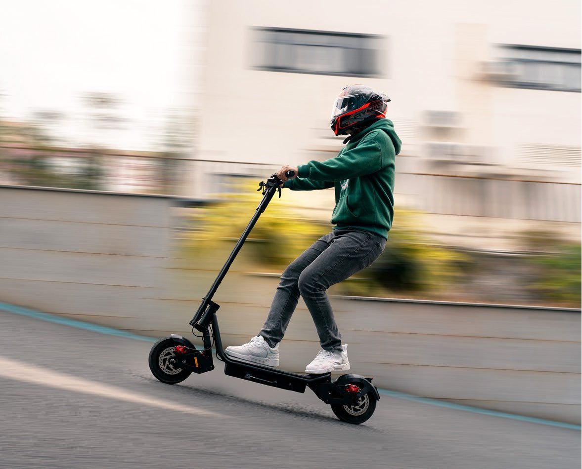 Riding the INMOTION C10 up a slope