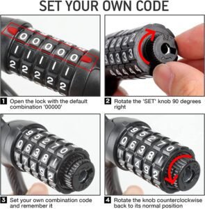 KUKIRIN Coiled Cable Combination Lock, photo 5